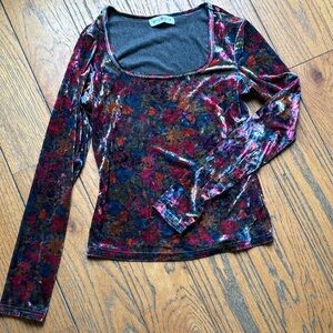 NATURAL LIFE Multicolor Velvet Long Sleeve Top